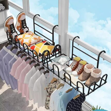 Home Clothesline Iron Railings Drying Shoe Rack, Metal Drying Racks, Underwear Drying Rack,