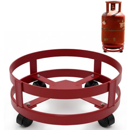 Heavy-Duty Steel Gas Cylinder Trolley with Wheels, Heavy-Duty LPG Cylinder Stand, Stainless Steel, 12" Diameter, 4" Height