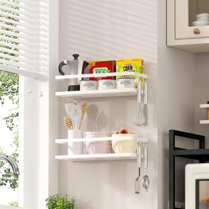 Hanging Storage Baskets Organizer Wall Mount, Metal Wire Storage Bin Rack for Kitchen Bathroom Shower Spice Shelf Home Decor Essentials